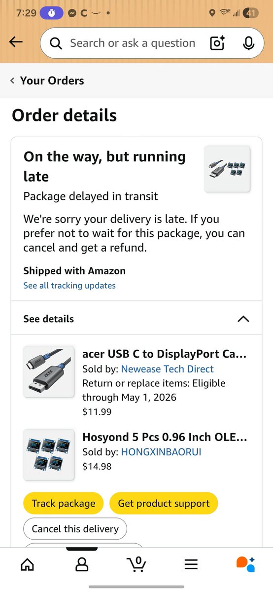 kirkofthefleet's tweet photo. @amazon im over this. I pay my subscription, order extra shit to get same say shipping and it NEVER SHOWS UP! Im getting the @Walmart plus subscription they at least tell the truth. Now im 2 days behind on work over a single fn cable. Refund my time!!!!! https://t.co/QKvR8yO9oP