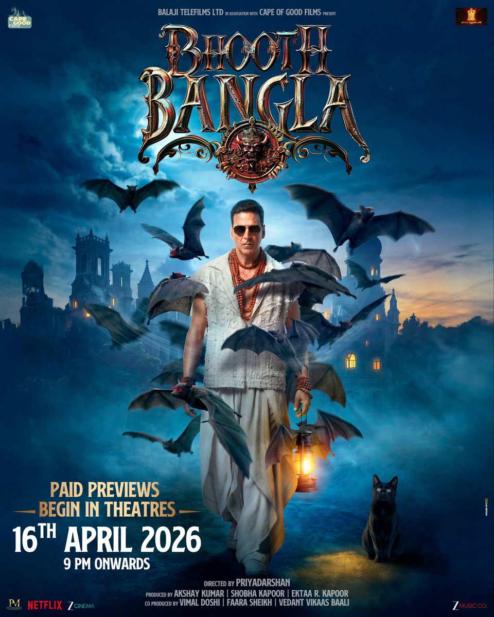 16th April ko khulega Bangla ka gate, andar darr aur hasi dono kar rahe honge aapka wait!🚪👀

#BhoothBangla, paid previews begin in theatres 16th April 2026, 9 PM onwards 👻

<a href="/priyadarshandir/">priyadarshan</a> <a href="/akshaykumar/">Akshay Kumar</a> <a href="/SirPareshRawal/">Paresh Rawal</a> <a href="/rajpalofficial/">Rajpal Naurang Yadav</a> #Tabu <a href="/Jisshusengupta/">Jisshu U Sengupta</a> <a href="/actormanojjoshi/">Manoj Joshi</a>