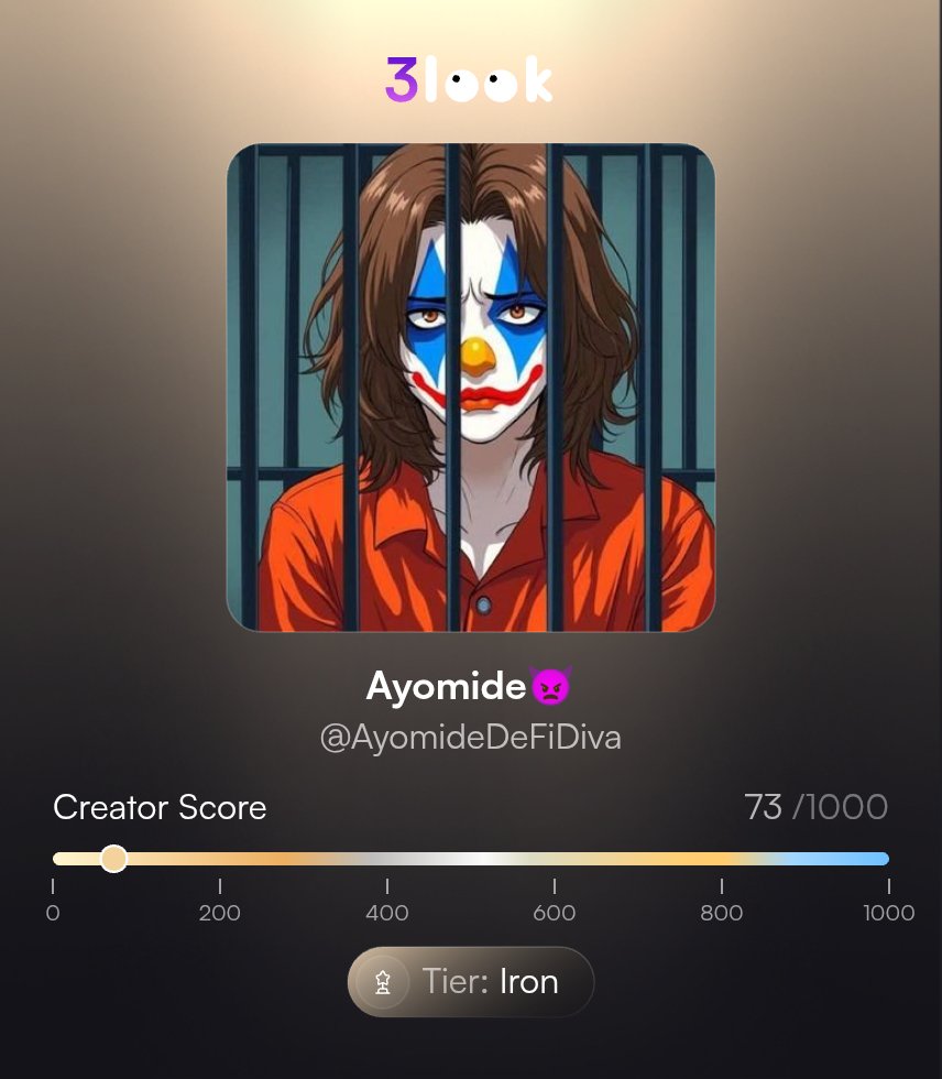 AyomideDeFiDiva's tweet photo. This is one of those times where being early actually counts. @3look_io is running a first-come campaign, once the rewards are gone, that’s it.

Join → Post → Get Paid.
Easy to get into, but your results depend on how you perform.
I got my Creator Tier right after connecting X https://t.co/NAjtEUmfn7