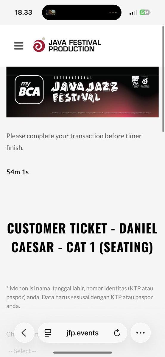 WTS 4 TIKET DANIEL CAESAR JAVA JAZZ FESTIVA CAT 1 TINGGAL ISI DATA FEE 75k/ticket #zonabu #zonajajan #zonauang