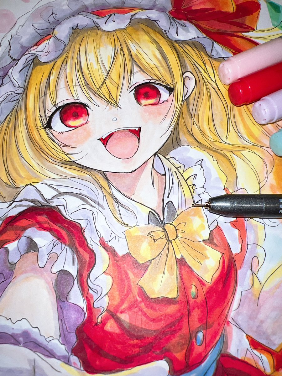 534】 東方Project 油彩画 油絵 フランドール 絵 直筆原画 一点物
