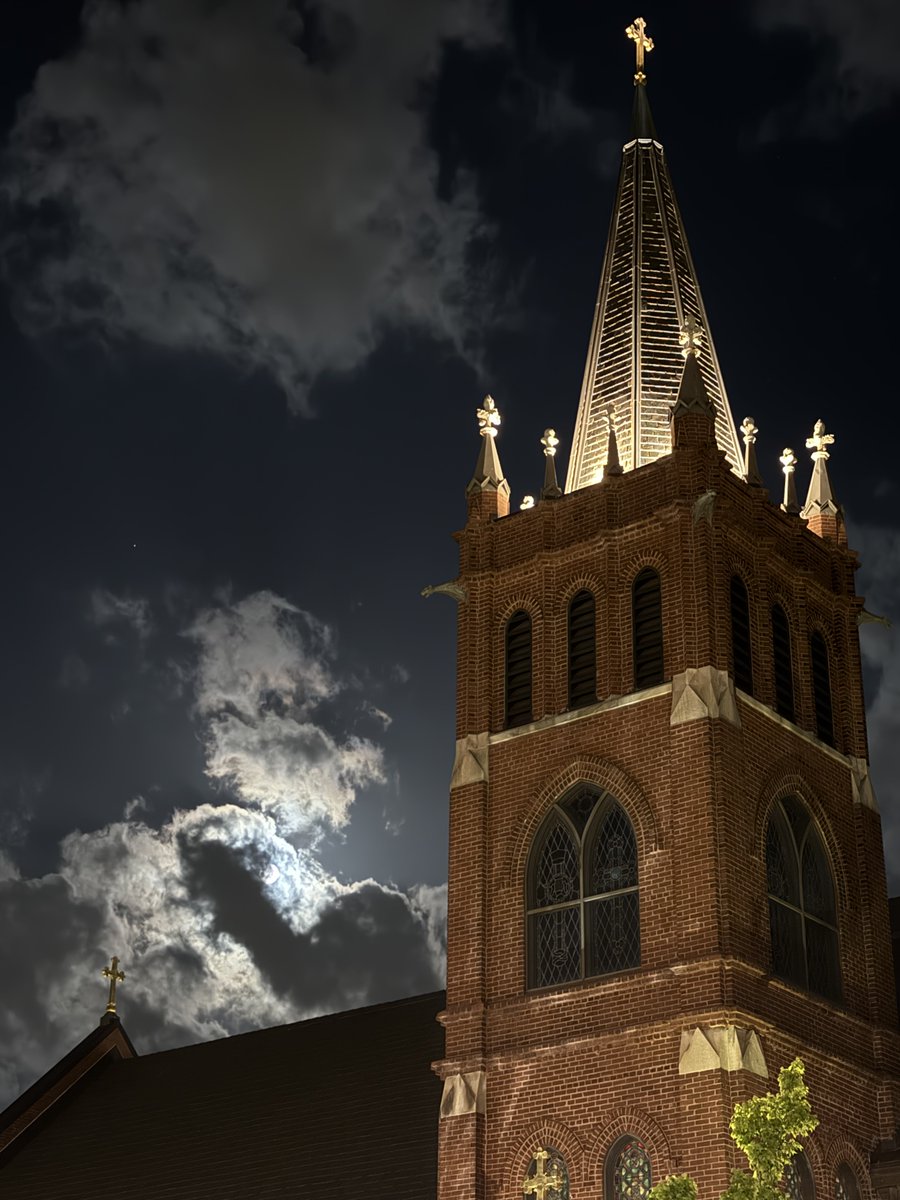 The Paschal Moon over Saint Mary's on Spy Wednesday.