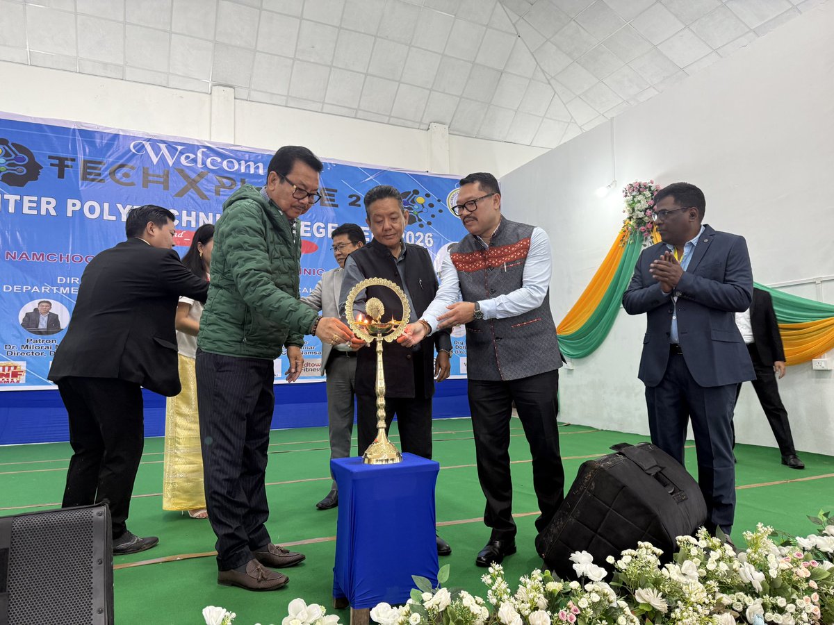 ChownaMeinBJP's tweet photo. Today, attended TECHXPLORE 2.0 – Inter Polytechnic College Meet 2026 at C.P. Namchoom Government Polytechnic College, Namsai.

On the occasion, paid a heartfelt tribute to Late C.P. Namchoom Ji by unveiling his brass statue. He was my mentor, a visionary leader, and someone with whom I shared a very close and cordial relationship. His legacy will continue to inspire generations.

Also, inaugurated the newly constructed auditorium, which will serve as a vibrant hub for learning and innovation.

In today’s competitive world, skill development, entrepreneurship, and adapting to the evolving technological world is vital. Our youth must move from being job seekers to job creators and build a self-reliant future.

Events like TECHXPLORE 2.0 provide an ideal platform for innovation and collaboration. 

Congratulations to the organisers and participants for a successful event.

Attended the event along with Hon’ble Minister Shri P.D. Sona, Hon’ble MLA Namsai Chau Zingnu Namchoom, Director Higher & Technical Education, Dr. Milorai Modi, Director NERIST Prof. Narendranath S., and others.