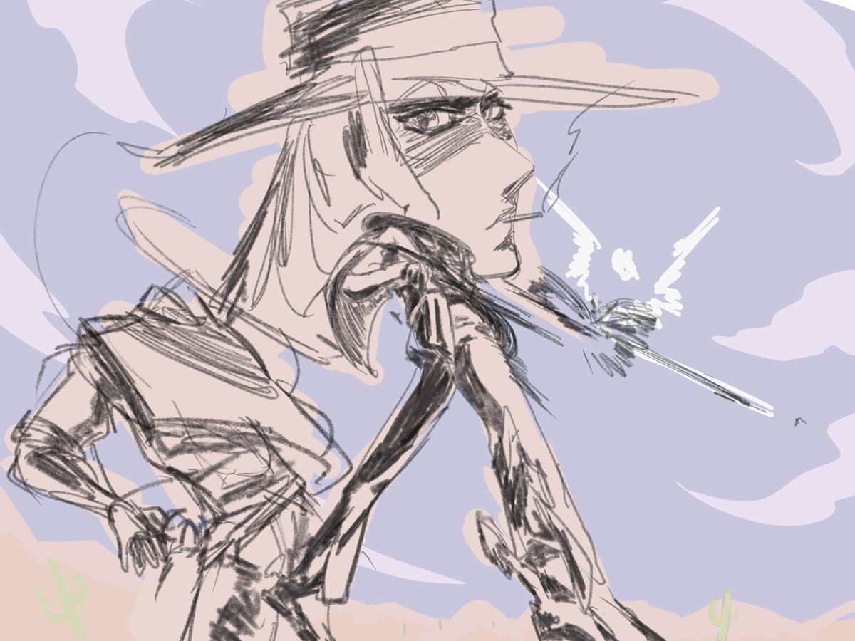 PeasantBeats's tweet photo. quick cowboy sketch https://t.co/RlTkpaIDYz
