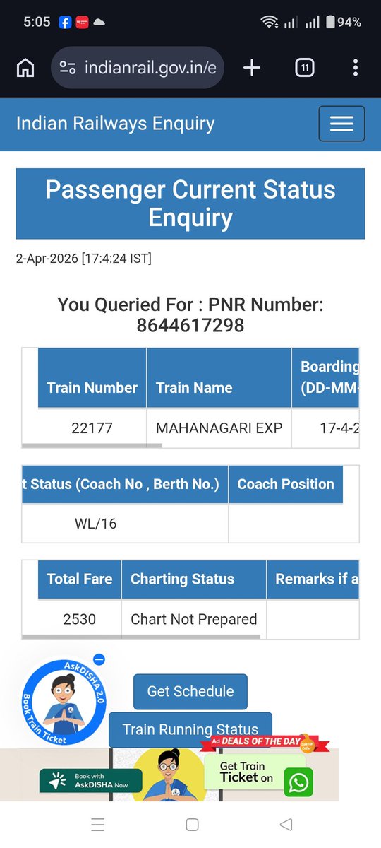 sanjay033917's tweet photo. @rajnathsingh Respected sir , Please help my daughter  for  railway ticket  seat confirmation 🙏Sanjay Singh (Varanasi) 9819770295 https://t.co/tX8F8pGZGC