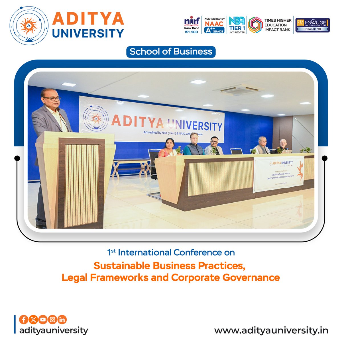 srmedapati's tweet image. It was a privilege to be part of the inauguration of the 1st International Conference on Sustainable Business Practices, Legal Frameworks and Corporate Governance at Aditya University.
#AdityaUniversity #SchoolOfBusiness #InternationalConference #SustainableBusiness