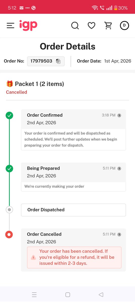 dola3105's tweet photo. After so much of talk over the phone by the Escalation team that she will personally monitor the delivery of the item.
The order has been cancelled citing some operational issues....
Where is my money and my refund.
And how will you compensate the metal agony caused ... Pathetic https://t.co/ZN3iLfpVjW