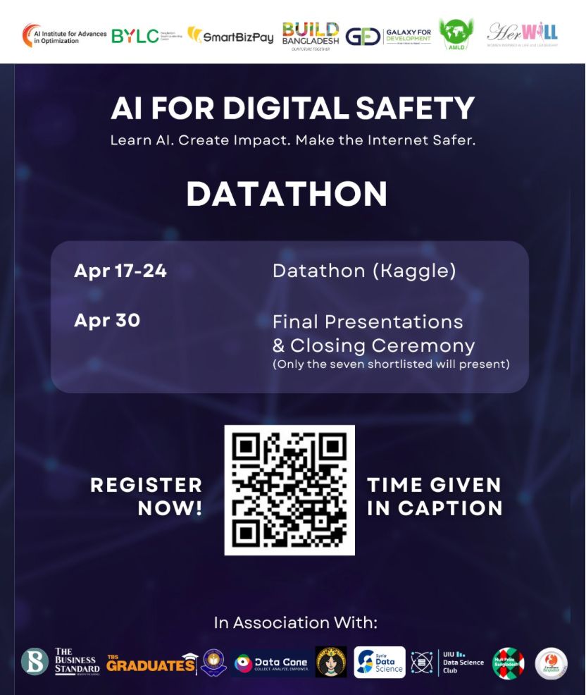 dataconex's tweet photo. فرصة مميزة بالشراكة مع داتا كون يسرنا الإعلان عن فرصة استثنائية مقدمة من HerWILL، للمشاركة في برنامج الداتاثون السنوي لعام 2026 تحت عنوان "الذكاء الاصطناعي للأمن الرقمي".
يتضمن البرنامج 7 ورشات تدريبية مكثفة مع خبراء عالميين من أهم الجامعات وشركات التكنولوجيا لتطوير مهاراتكم، تليها مسابقة داتاثون عالمية. ليس بالضرورة أن تمتلكوا خلفية كبيرة للبدء، فالورشات مصممة لتجهيزكم للمنافسة!
يحصل الفائزون على جوائز مالية قيمة، ونفخر بأن الفائزة بالمركز الأول في العام الماضي كانت شابة سورية، مما يثبت قدرتكم على التفوق وصنع الأثر.
📷 للتسجيل، يرجى تعبئة الاستمارة:
Link: https://t.co/wTdQVtpNU7
Data Cone📷: تمكين الأفراد رقمياً من خلال تحليل البيانات والذكاء الاصطناعي، لدعم الابتكار وتحقيق أثر مستدام في المجتمع.
We are pleased to announce an extraordinary opportunity offered by HerWILL to participate in the 2026 annual Datathon program themed "AI for Digital Safety".
The program includes 7 intensive training workshops with global experts from top universities and tech companies to develop your skills, followed by a global Datathon competition. You don't need an extensive background to start; the workshops are designed to prepare you for the competition!
Winners will receive valuable financial prizes. We are incredibly proud that the 1st place winner last year was a young Syrian woman, proving your ability to excel and create an impact.
📷Data Cone: Empowering individuals digitally through data analytics and AI to drive innovation and create sustainable impact.
#DataCone #AI #DataScience #MachineLearning #DataDriven #Datathon #AIforGood #TechForGood #Innovation #FutureOfAI