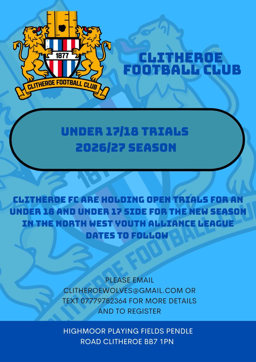 Clitheroe Football Club Youth Teams tweet media