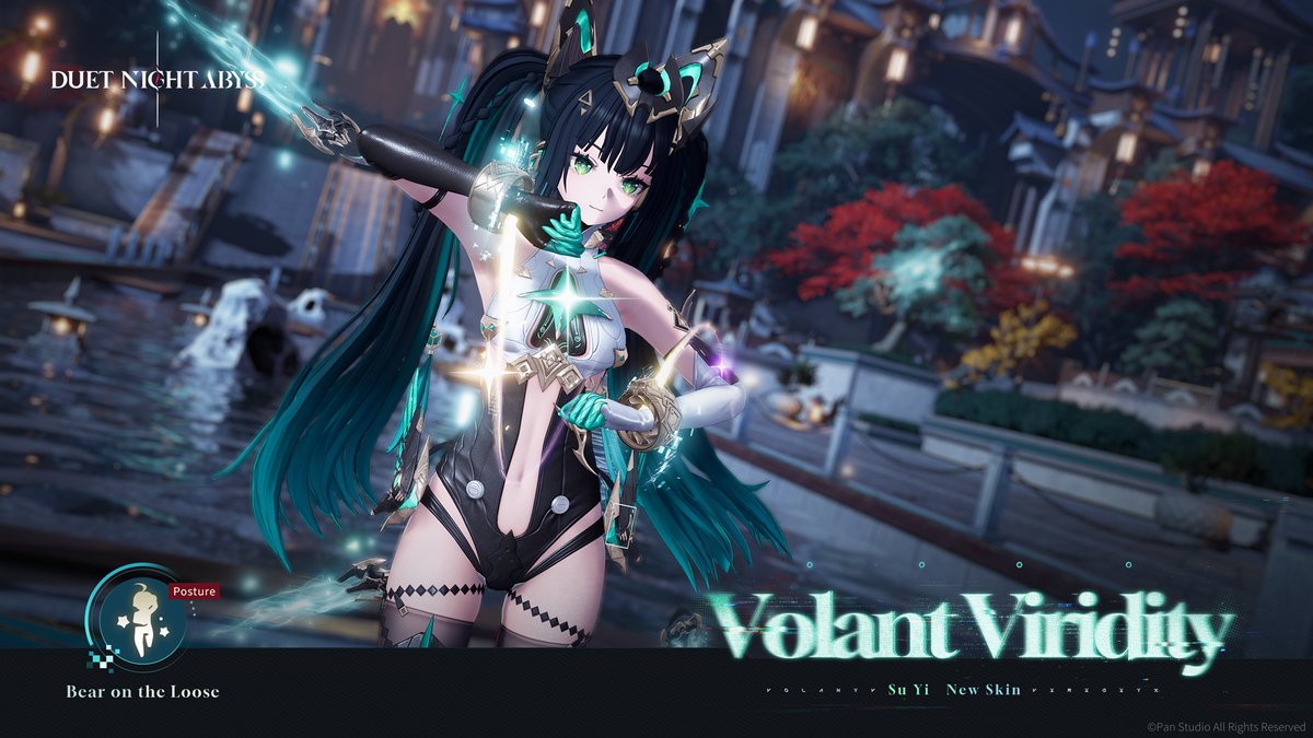 DNAbyss_EN's tweet photo. Will beneath the Wings | Su Yi: Volant Viridity

"Tianxun Type VII, standing by to strike."
Green feathers lift the soul toward the sky, where the mind drifts on the wind.

✦ How to Obtain:
Available via the [Will beneath the Wings] Weave / Exchange using [Iridescent Prism] in the [Shop].

✦ Skin Details
Lv. I: Brand-new model and skin VFX; new skill VFX and idle VFX.
Lv. II: Upgraded idle VFX; newly added persistent Hand Aura and Leg Mech Energy VFX.
Lv. III: Level-2 idle VFX upgrade; enhanced Hand Aura, and newly added Hand Energy Trails.

✦ Download Duet Night Abyss
https://t.co/Xw8U1OY4cH

#DuetNightAbyss #SuYi #VolantViridity