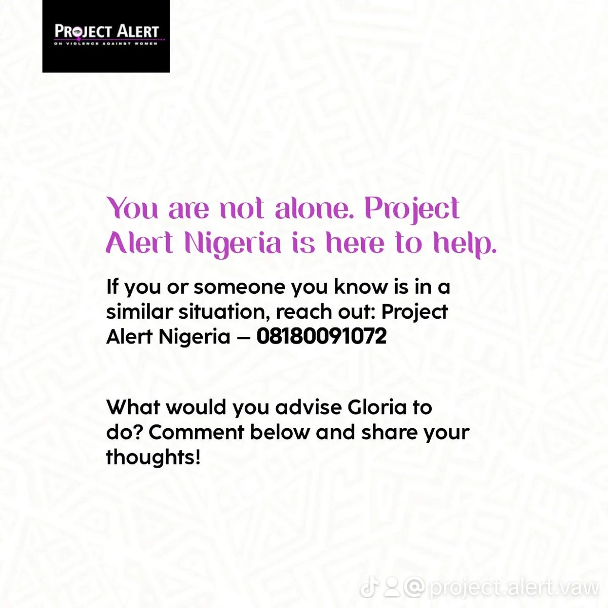 Project Alert VAW tweet media