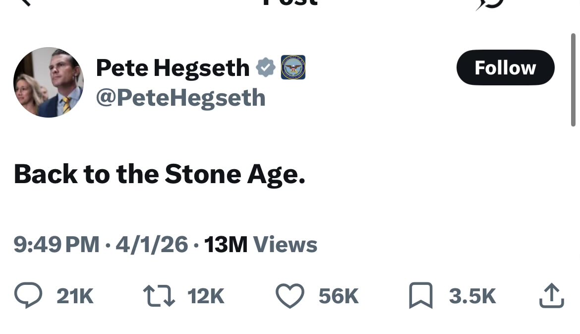 GeopoliticsDH's tweet photo. Trump’s team is threatening to send Iran “back to the Stone Age”.

They wont. Decades of sanctions couldn’t do it.

US-backed proxy wars proxy wars via Iraq or MEK couldn’t do it. 

The 12-day war couldn’t do it.

5 weeks of US- Israeli bombings haven’t degraded Iran’s missile power.

Racist tropes can’t hide the epic failure of the US empire’s war to destroy Iran.