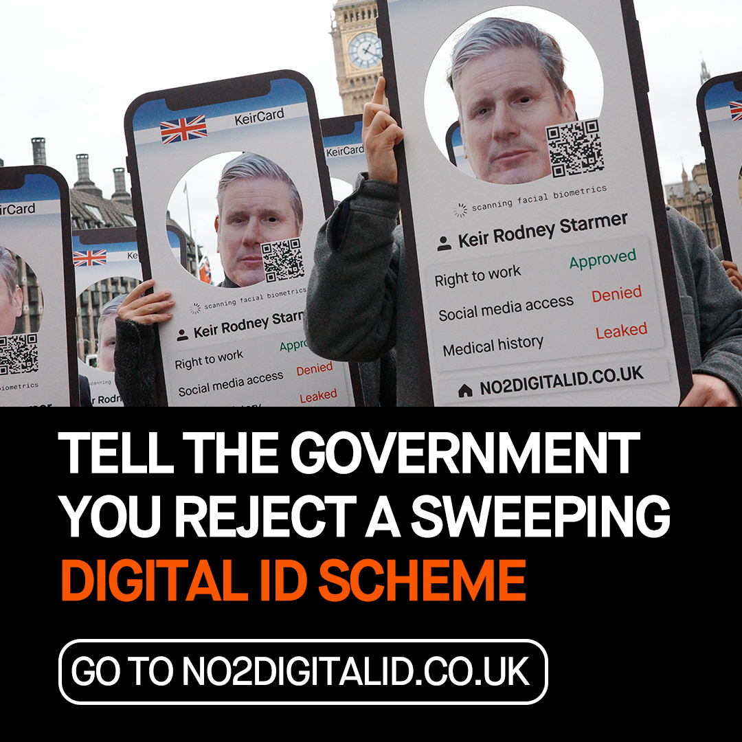 🚨NEW: We've just launched a speedy tool for YOU to tell the Government what you think about a sweeping digital ID scheme

This scheme will not only cost the public purse but also come at the expense of our rights &amp; freedoms.

Take action today⤵️
bigbrotherwatch.org.uk/campaigns/no2d…