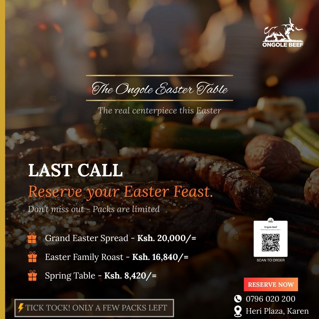 OngoleBeefKe's tweet photo. Final call for your Easter feast.
Our most-loved packs are nearly gone.
๐ฅ From Ksh. 8,420
โณ Selling out fast
๐ 0796 020 200
๐ Heri Plaza, Karen
Secure yours before itโs too late.
#OngoleBeef #EasterTable #EasterFeast #LastCall #LimitedStock #PremiumCuts #ProudlyKenyan https://t.co/5R6xh8FunM