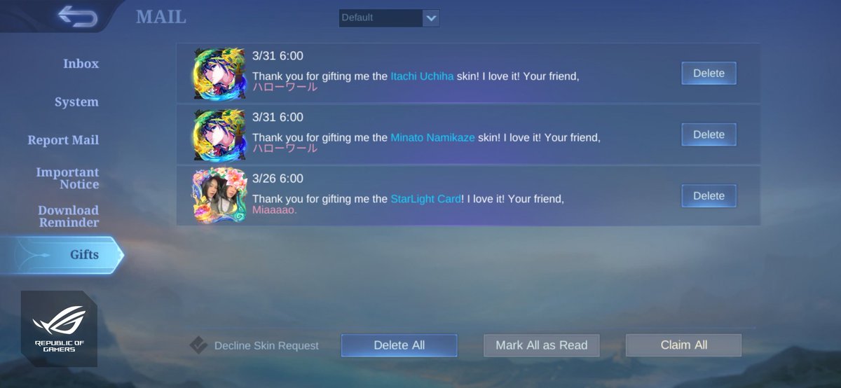 Fire🔥Store | Jual Starlight-Gift skin Naruto tweet media