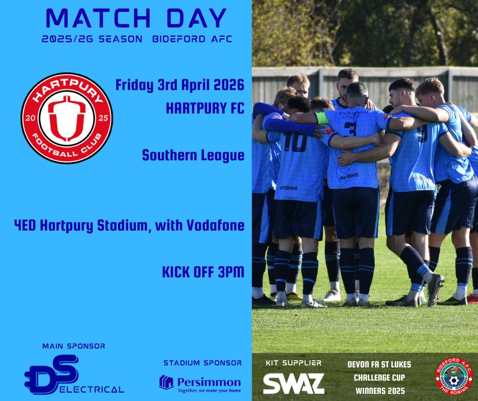 𝗡𝗲𝘅𝘁 𝗠𝗮𝘁𝗰𝗵 ⚽️

We hit the road again on Good Friday as we head to <a href="/Hartpury_FC/">Hartpury FC</a> in the <a href="/SouthernLeague1/">The Pitching In Southern Football League</a>

3pm KO! Go on lads! 👊

Main Sponsor 🤝 <a href="/DSElectrical4/">D. S. Electrical</a>

Stadium Sponsor 🏟 <a href="/PersimmonHomes/">persimmonhomes</a>

Travel Wear 🚌 Alan Wilson Windows Ltd