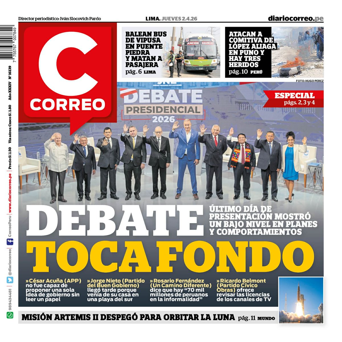 ☕ ¡Buenos días! 📰
Esta es la portada de hoy en Diario Correo
📲 Más información en:
diariocorreo.pe