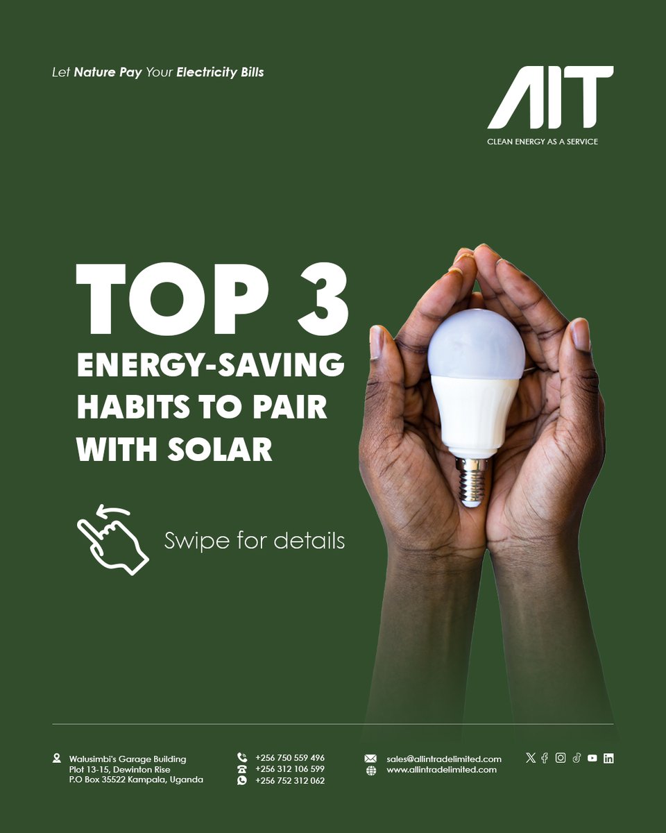 Allintrade's tweet image. Here are some tips you wouldn't want to miss.........
#SolarTips #AITEnergySavings #SustainabilityTips