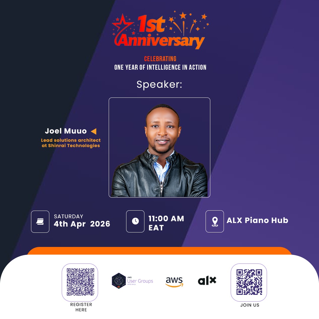 awsaimlkenyaug's tweet photo. Panelist #3 is HERE.  
Meet Joel, Lead Solutions Architect at Shinrai Technologies, an Advanced Tier AWS Partner.  

Building cloud solutions across Sub-Saharan Africa.  Giving back to community through mentorships.  
Register: https://t.co/2i3pIymSKg  #AWSAIMLKenya#OneYearStrong https://t.co/wtA9D0yb4A