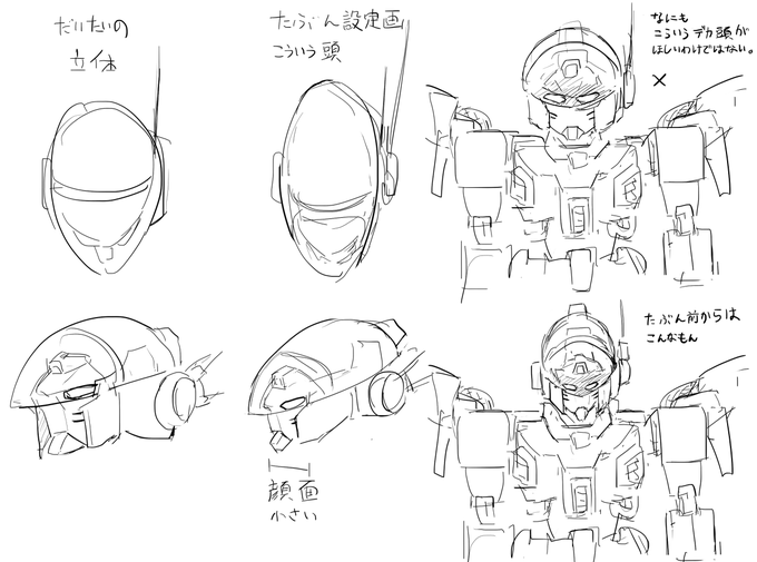 レイズナーって設定画の大きい頭の話題が出ては立体では出ない事に対して丸ごと頭だけ大きいコミカルなバランスを求めてると認識されてるっぽいけど、あれ僕の認識だとイキったゼータプラスみたいに前後に長い顔だと思うんですよね……あの頭部って戦闘機のキャノピーをイメージしたものなんで…… 