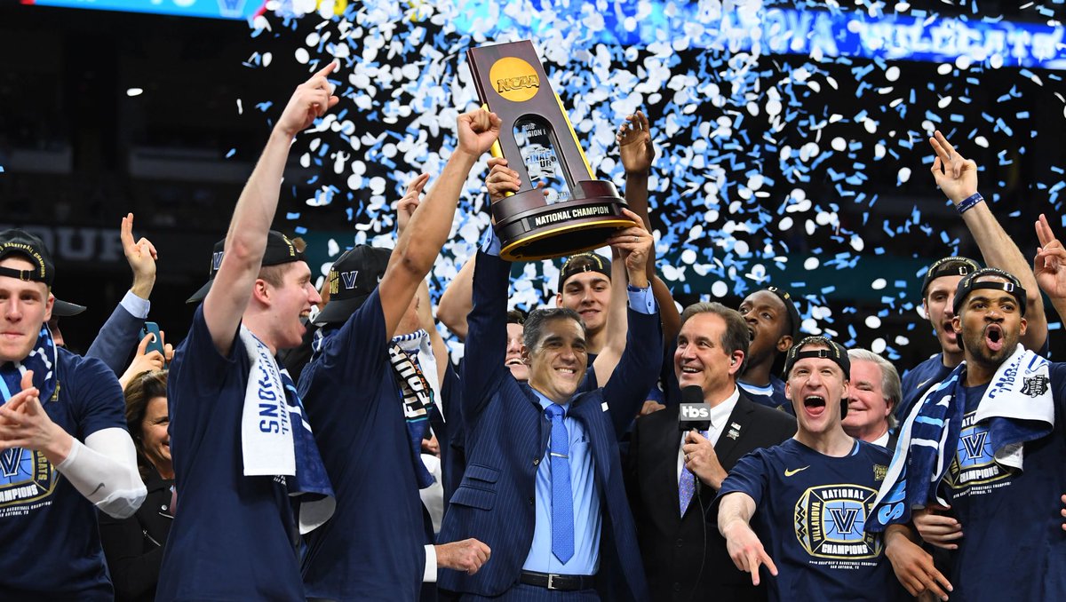 AlertsNova's tweet photo. 8 years ago today:

Villanova caps off one of the most dominant runs in NCAA Tournament history in a blowout win over Michigan to capture their 3rd National Championship 

 🏆 🏆 🏆 https://t.co/Xu1j0hVCVR