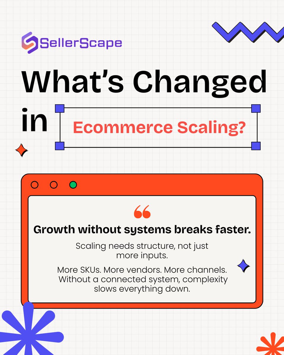 sellerscape_io's tweet photo. Scaling Isn’t About Working Harder.
More SKUs.
More vendors.
More channels.
Growth only works when your foundation is strong.
See how SellerScape connects everything into one flow:
🔗 https://t.co/YoQbYWIDlM
#ScaleEcommerce #OperationsAutomation #GrowthSystems #amazon #eBaySeller https://t.co/BUlncrYEdn