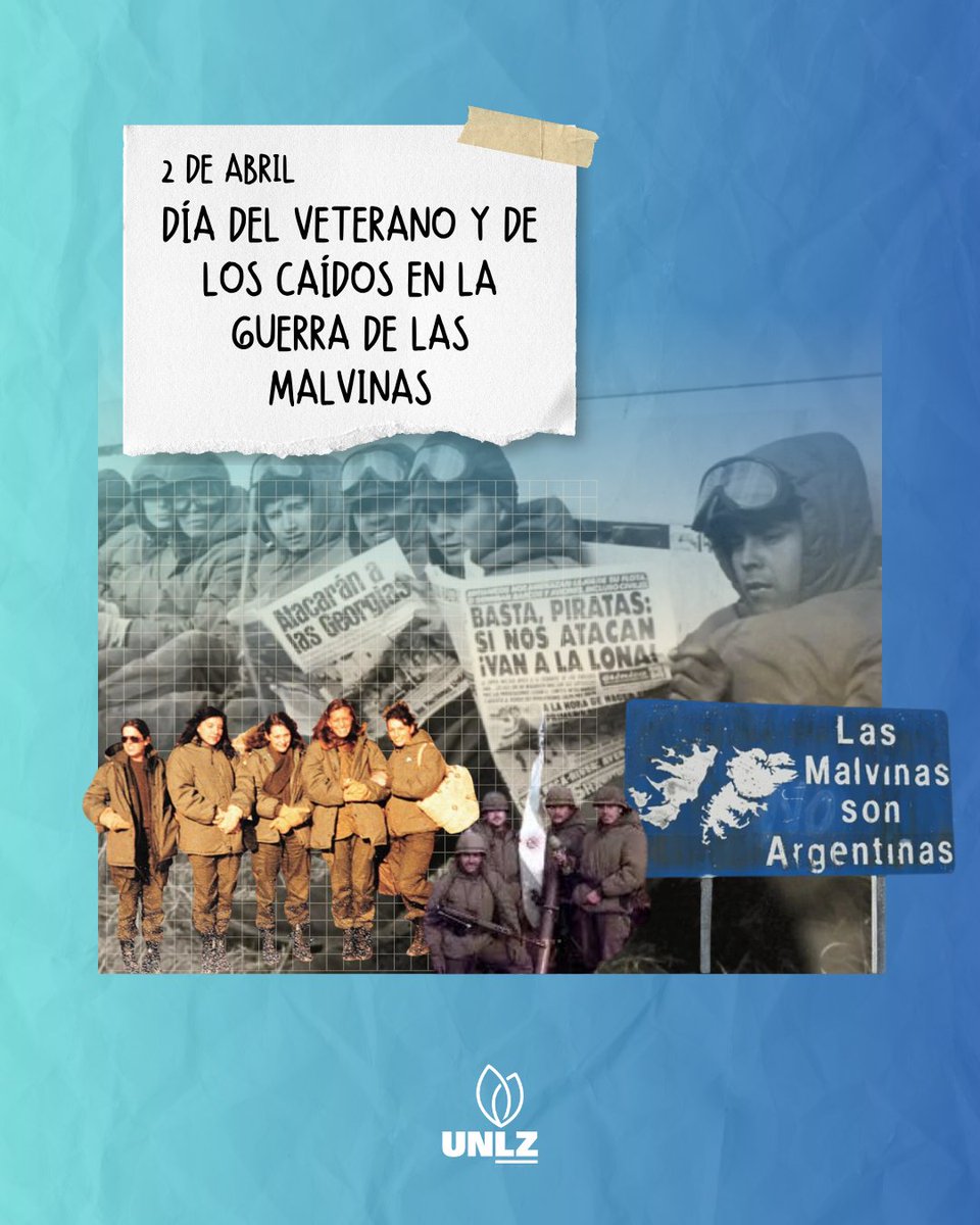 UNLZoficial's tweet photo. A 44 años de la guerra de Malvinas, recordamos y rendimos homenaje a quienes lucharon por nuestra soberanía.
Desde la UNLZ reafirmamos el compromiso con la memoria y el reconocimiento a los veteranos y a quienes dieron su vida por nuestro país.
🇦🇷 Las Malvinas son argentinas. https://t.co/ZbrgO0pV8Y