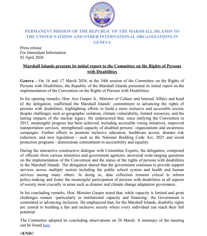 Marshall Islands Permanent Mission in Geneva tweet media