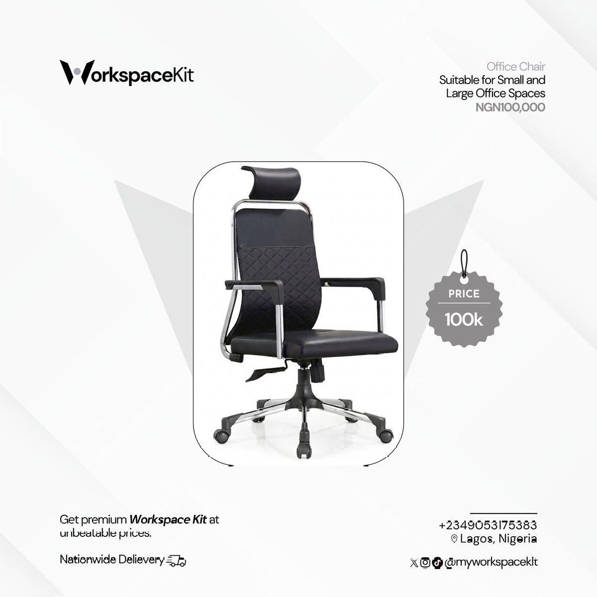myworkspacekit's tweet photo. Ergonomic Chair 00H
Price: N100,000

send us a DM to place your order.

#workspace #workspacekit #officechair #ergonomicchair #nationwidedelivery https://t.co/7MMagTBGSM