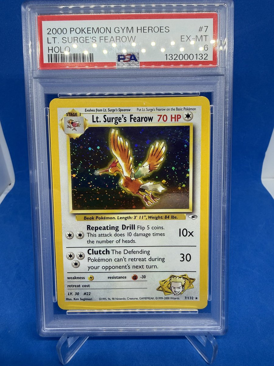 I got a couple more cards in for my Gym Heroes Holo PSA 6 set yesterday! Erika’s Clefable and Lt Surges Fearow! 7/18 done!