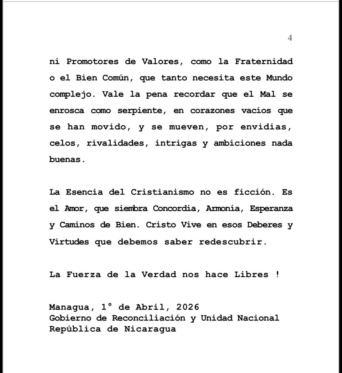 Remitimos nuestra denuncia de las Falsedades que se emiten contra Nicaragua desde los Estados Unidos. 
  Que Dios en Su Gran Poder perdone a los que no saben lo que hacen !