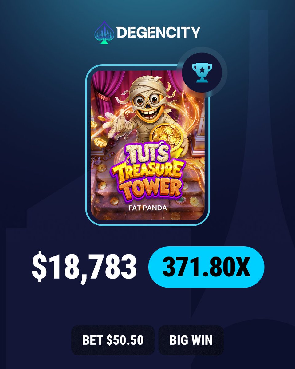 degencity's tweet photo. Tut's Treasure Tower PAYS! 💸 https://t.co/AfgAnda3EK