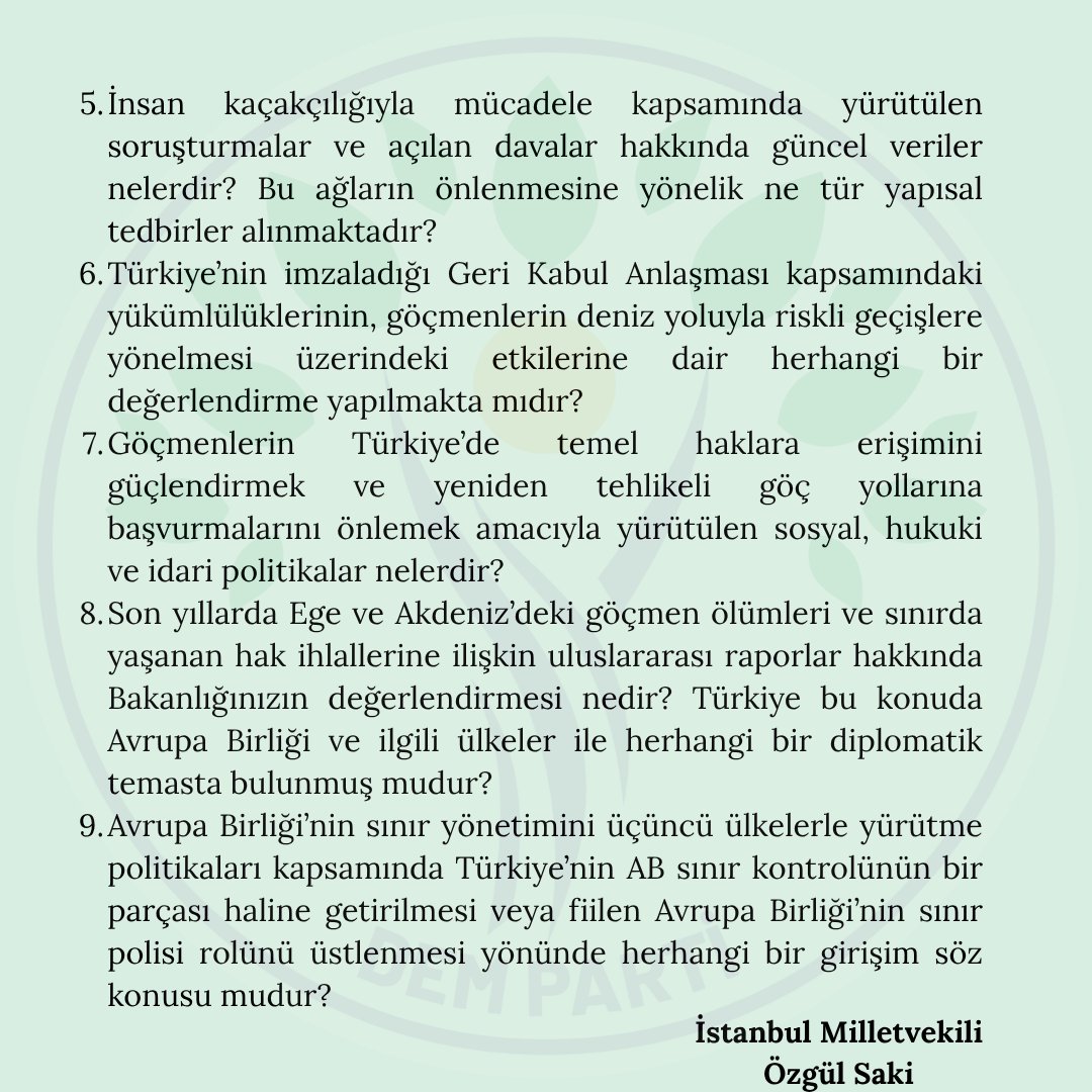Muğla ili Bodrum ilçesi açıklarında meydana gelen ve en az 19 göçmenin yaşamını yitirdiği tekne faciası hakkında İçişleri Bakanı Mustafa Çiftçi'ye sorularımızı sorduk. TBMM İnsan Haklarını İnceleme Komisyonu Başkanlığı Göç ve Uyum Alt Komisyonuna ise gerekli inceleme, araştırma