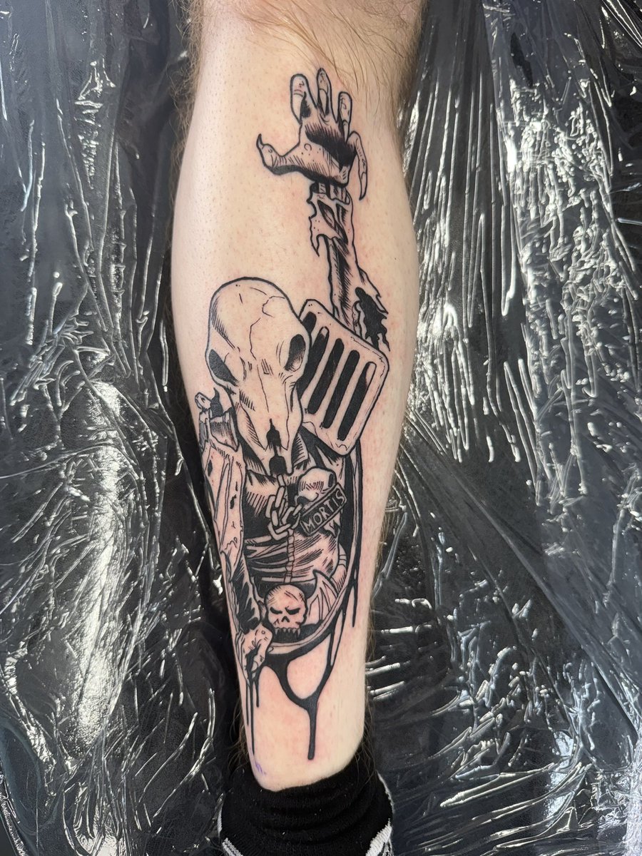 Final tattoo in my Dark Judges project drawn by <a href="/PaddyGod1/">Patrick Goddard</a> - Mortis today to complete the set.