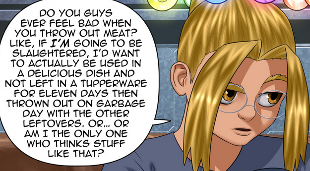 grrlpowercomic's tweet photo. I anthropomorphize leftovers too |  
Grrl Power #1448 - Meat dish concatenizer
https://t.co/epiSAiZYmQ #webcomic #superheroes #superheroine https://t.co/kO5oarHWas