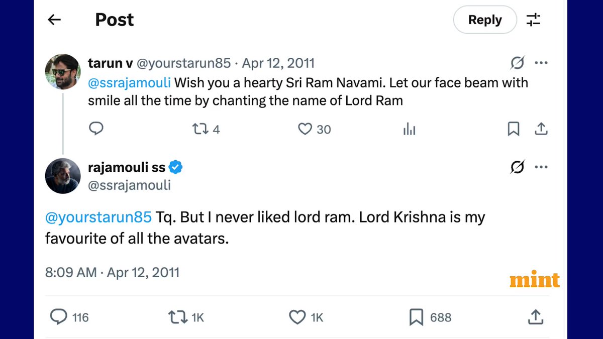 iAnimalRK's tweet photo. People are supporting the Varanasi film directed by SSR, he clearly said he doesn’t like “Lord Ram” when you start comparing gods, it shows your mentality. and flat actor #MaheshBabu supporting him lol, too much hypocrisy

and look they even have the audacity to compare him with RK and the Ramayana film 

#Ramayana #RanbirKapoor