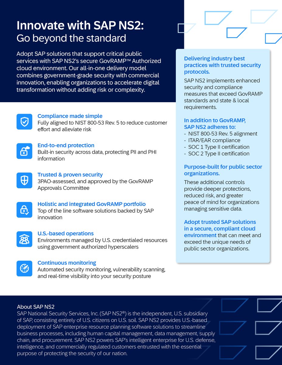 SAPNS2's tweet photo. SLED agencies must modernize while keeping data secure. GovRAMP provides a standardized framework for authorizing cloud services, ensuring strong security, reduced risk, and faster adoption. Trusted programs like GovRAMP are essential for secure digital transformation.

#GovRAMP #SLED #Cybersecurity #PublicSector #DigitalTransformation