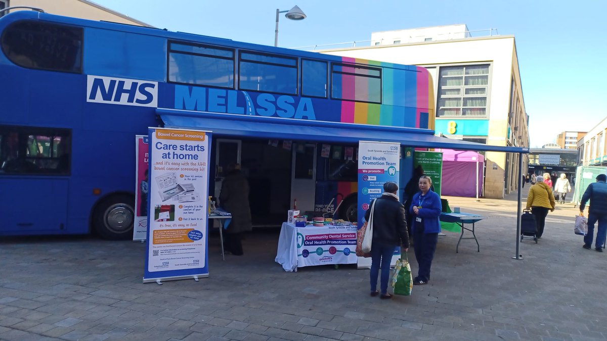 MADEinMelissa's tweet image. MELISSA is at Trinity Square in Gateshead today supporting teams from Gateshead Hospitals who are raising public awareness around Screening and Oral Health. If you are in the area, feel free to #getonboard.

🚌