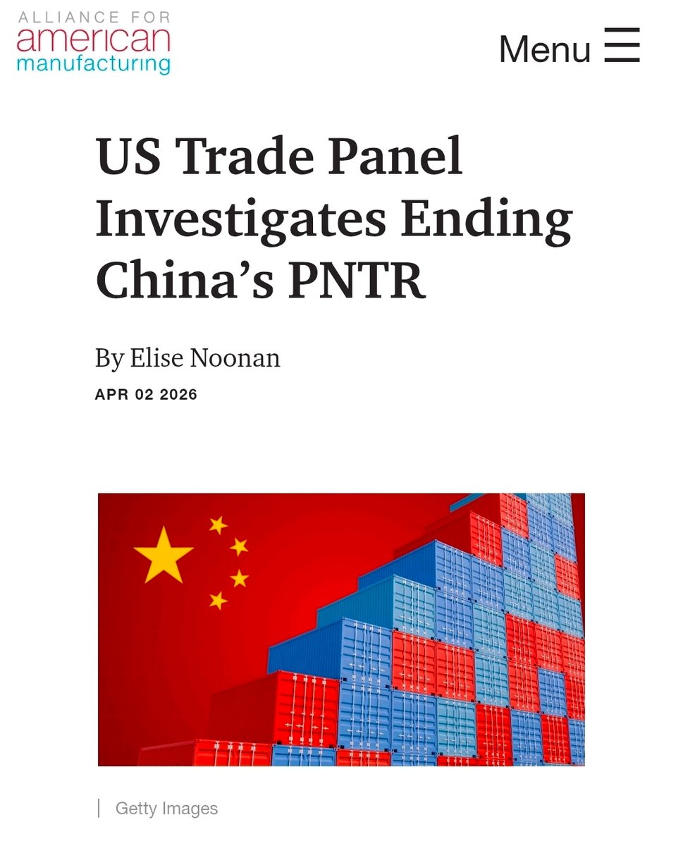 KeepitMadeinUSA's tweet image. A key U.S. trade panel is examining whether to end China’s PNTR status.

After decades of imbalances, this could reshape trade policy and support American manufacturing.

Here’s what it means:
americanmanufacturing.org/blog/us-trade-…

#Manufacturing #TradePolicy #MadeInUSA