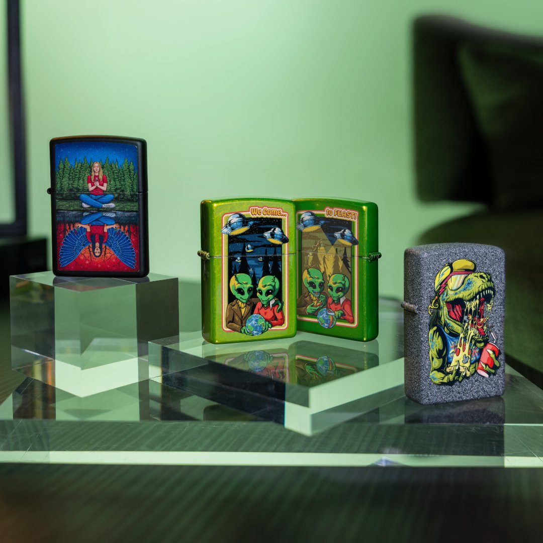 Zippo's tweet image. Survival of the freshest 🦖 🔥 

Shop exclusive Web Debut designs now 👉 brnw.ch/21x1gFB

#Zippo #MadeInUSA #NewZippoLighterDesigns