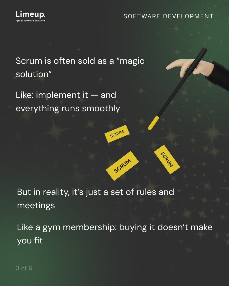 limeup_io's tweet photo. “Do you use Scrum?” is the wrong question

The real one is: will this team actually deliver?
We explain Scrum in simple terms and what clients should really pay attention to 👇

#softwaredevelopment #productdevelopment #scrum #agile #techbusiness #digitalproduct #itoutsourcing #devteam #productmanagement #startupdevelopment