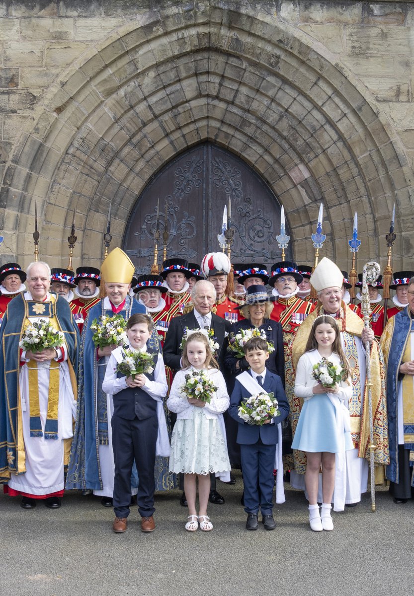 markacuthbert's tweet image. King Charles III &amp;amp; Queen Camilla attend the Royal Maundy Service at St Asaph Cathedral in Wales. #kingcharles #queen #camilla #royal #maundy #royals