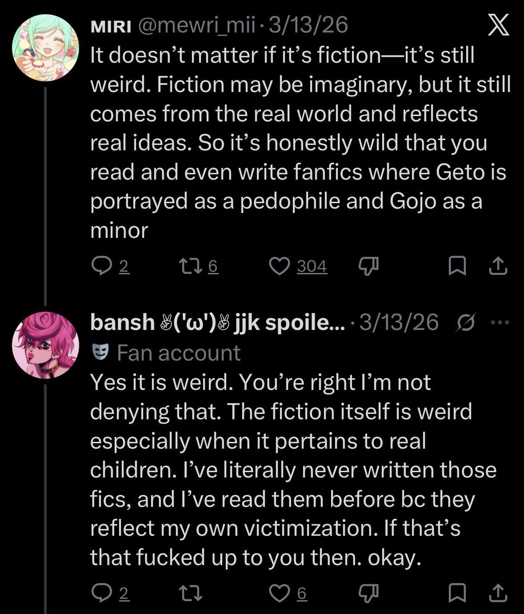 banshee fully supports nsfw art of children by the way, says “fiction cant affect reality” when it can (
SPECIALLY if its ABOUT MINORS thats LITERALLY how most pdfs BECOME pdfs by indulging into sexual things about CHILDREN on THE INTERNET!!) its highly fucking weird, and her