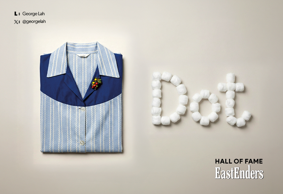 georgelah's tweet image. Classic Dot…

@OneMinuteBriefs Brief of the Day - Create posters to advertise #CottonWool

@bbceastenders