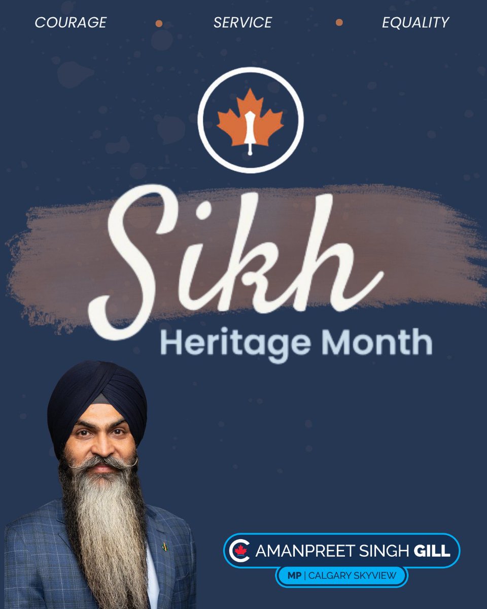 AmanpreetSGill's tweet photo. April is Sikh Heritage Month. 

Sikh Canadians show courage, service, and equality every day, from helping neighbours to standing up for what is right.

#cdnpoli #skyviewyyc #sikhhistory #CalgaryNE #calgarynw #canadasikh #alberta #canada https://t.co/CYIzOSzJXA