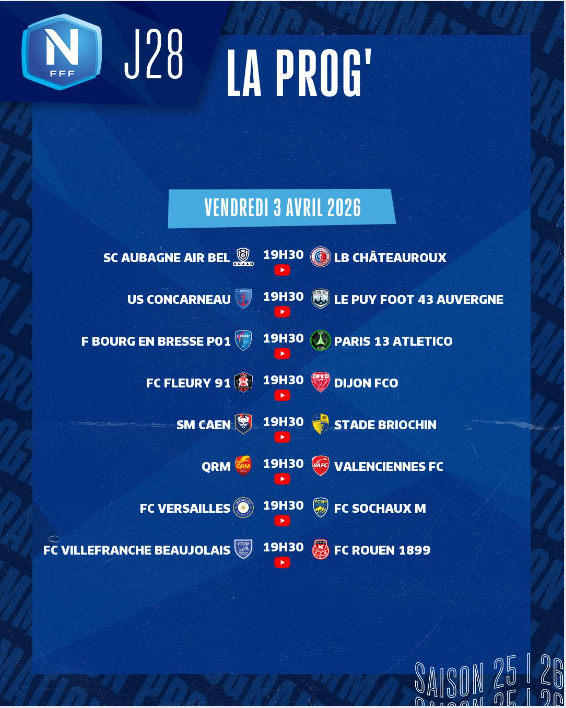 2nivergos's tweet photo. En plus d'@US_Orleans (4e) qui est exempt, quel club du top 5 est le + en danger ?
- @DFCO_Officiel (1er) à @FCFleury91 ?
- @FCSM_officiel (2e) à @FC_Versailles ?
- @fcr1899 (3e) à @FCVB_officiel ?
- @lepuyfoot (5e) à @USConcarneau ? 
#NationalFFF @TelegrammeSport @Coco_62360 https://t.co/U9B9bql2JB