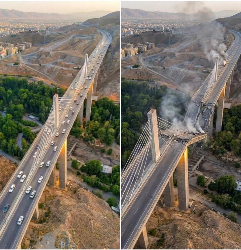 قصف جسر "B1" في كرج الإيرانية: صور قبل وبعد والاستجابة الرسمية