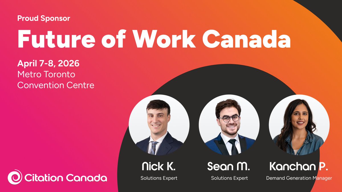 CitationCA's tweet image. Toronto, we're almost there. Find us at Booth 106 at Future of Work Canada 2026, April 7–8. Book time with us before the show. 

Book time with us before the show so we don't miss each other on the floor: hubs.ly/Q049v1Cy0

#FutureOfWorkCanada #HRCompliance