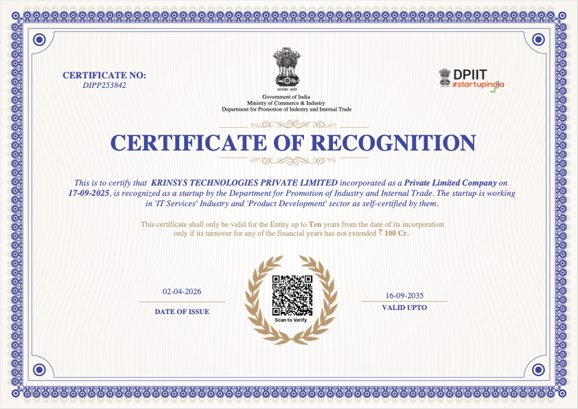 krinsystech's tweet image. KrinSys Technologies is now a DPIIT-recognized startup 🇮🇳

Building scalable platforms for:
• Schools (Gnanavyuham)
• Healthcare (Medivyuham)
Focused on solving real institutional problems with simple, scalable tech.
Just getting started. 🚀

#StartupIndia #DPIIT #EdTech