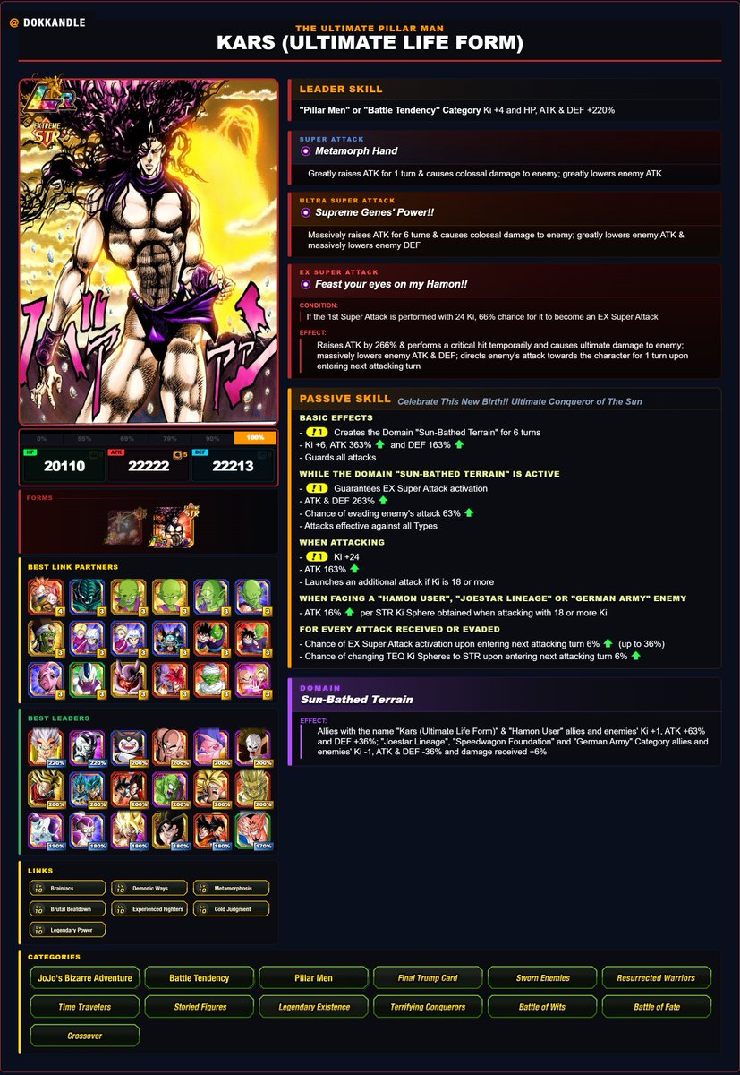 - JOJO'S BIZARRE ADVENTURE PART 2 CAMPAIGN -
                          HEADLINING LR #2
 
The might of the last Pillar Man!! Terrifying Bone Blades!! And... the birth of the Ultimate Life Form!!

Carnival LR Transforming Kars joins the fight!!